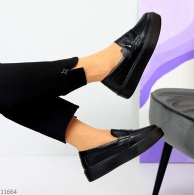 Черные туфли лоферы из натуральной кожи