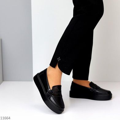 Черные туфли лоферы из натуральной кожи