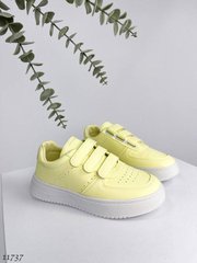 Лимонные кроссовки из эко кожи на липках