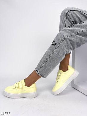 Лимонные кроссовки из эко кожи на липках