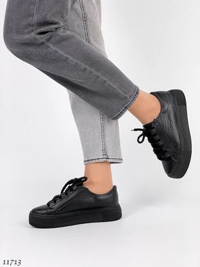Черные кроссовки на платформе из натуральной кожи, черные кеды с интересной шнуровкой 36