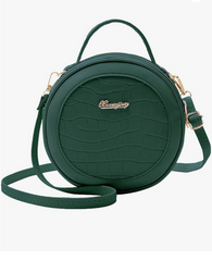 Кругла зелена сумочка з эко шкіри