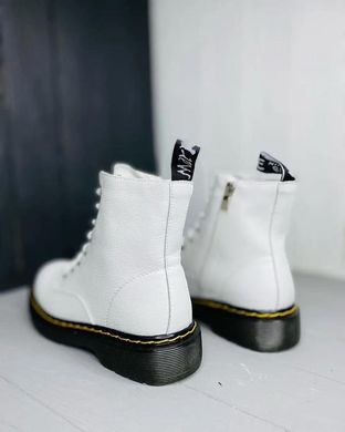 Білі черевики з натуральної шкіри з блискавкою