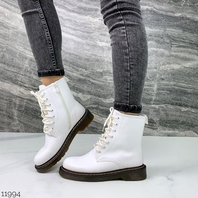 Білі черевики з натуральної шкіри з блискавкою