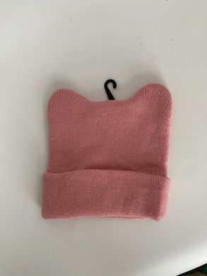 Розовая детская шапка мишка с ушками новая деми