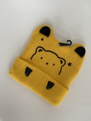 Жовта дитяча шапка ведмедик із вушками нова демі