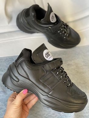 Черные массивные кроссовки на флисе, ботинки на платформе
