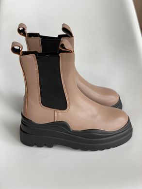 кофейные ботинки, челси в стиле боттега демисезонные с эко кожи