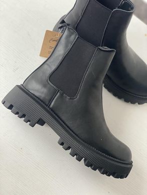 Чорні челсі, зимові черевики на хутрі з натуральної шкіри