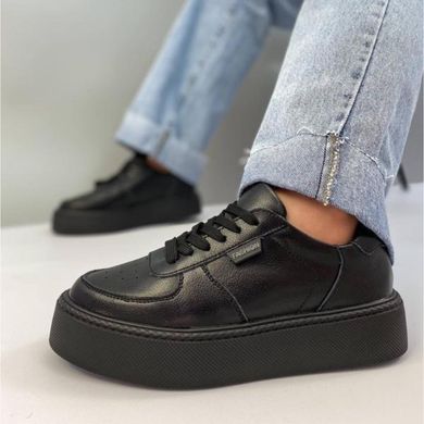 Чорні кросівки із натуральної шкіри fashion