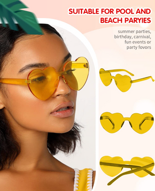 Солнцезащитные имиджевые очки желтые "сердечки"