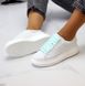 Белые кроссовки из натуральной кожи с мятными вставками