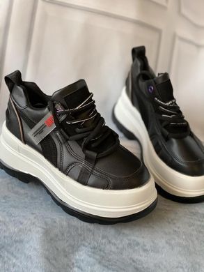 Стильные кроссовки деми, ботинки на платформе черного цвета 37