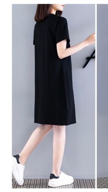 Черная летняя длинная футболка, платье-футболка черного цвета