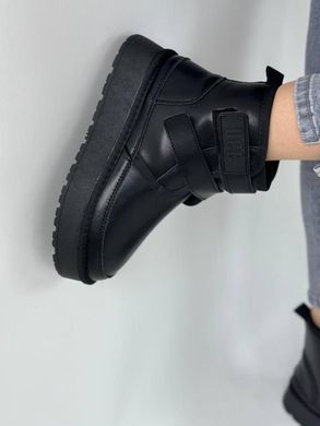 Черные угги из натуральной кожи на липучках, женские ботинки зима