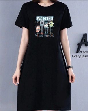 Черная летняя длинная футболка, платье-футболка черного цвета