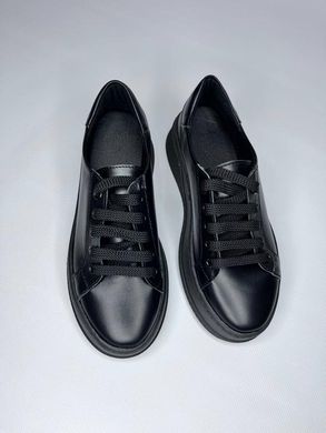 Чорні кеди кроссівки із натуральної шкіри