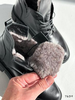 Ботинки зимние черные на меху из натуральной кожи lily