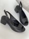 Черные босоножки лодочки на каблуке из натуральной кожи
