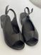 Чорні босоніжки лодочки на каблуку з натуральної шкіри